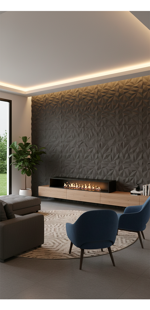 Panel Roca PU Triángulos 3D